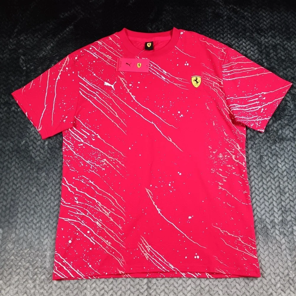 Puma x Ferrari HP Race Colour Splash All Over Print Tee Men's Shirt Size M